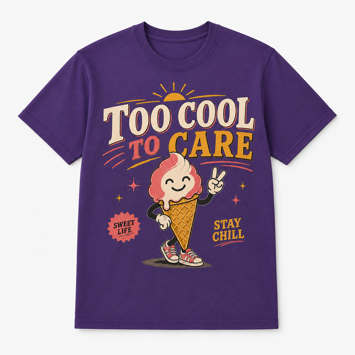 Too Cool To Care Graphic T-Shirt – Retro Ice Cream Tee
