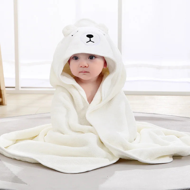 Baby Hooded Bath Towel – Soft Cartoon Animal Bathrobe Wrap for Newborns