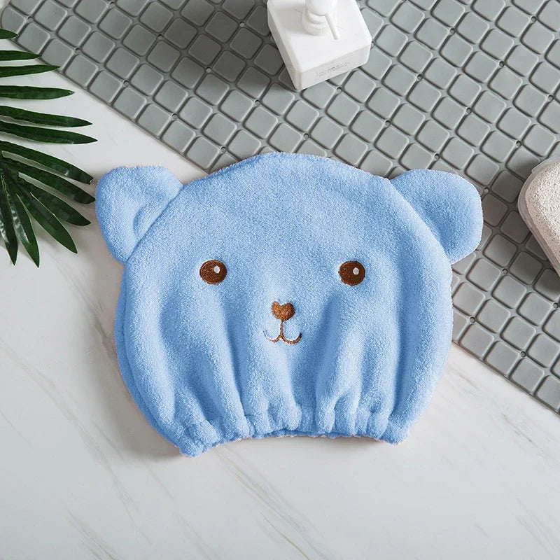 Microfiber Hair Drying Cap – Cute Bear Quick-Dry Towel Hat