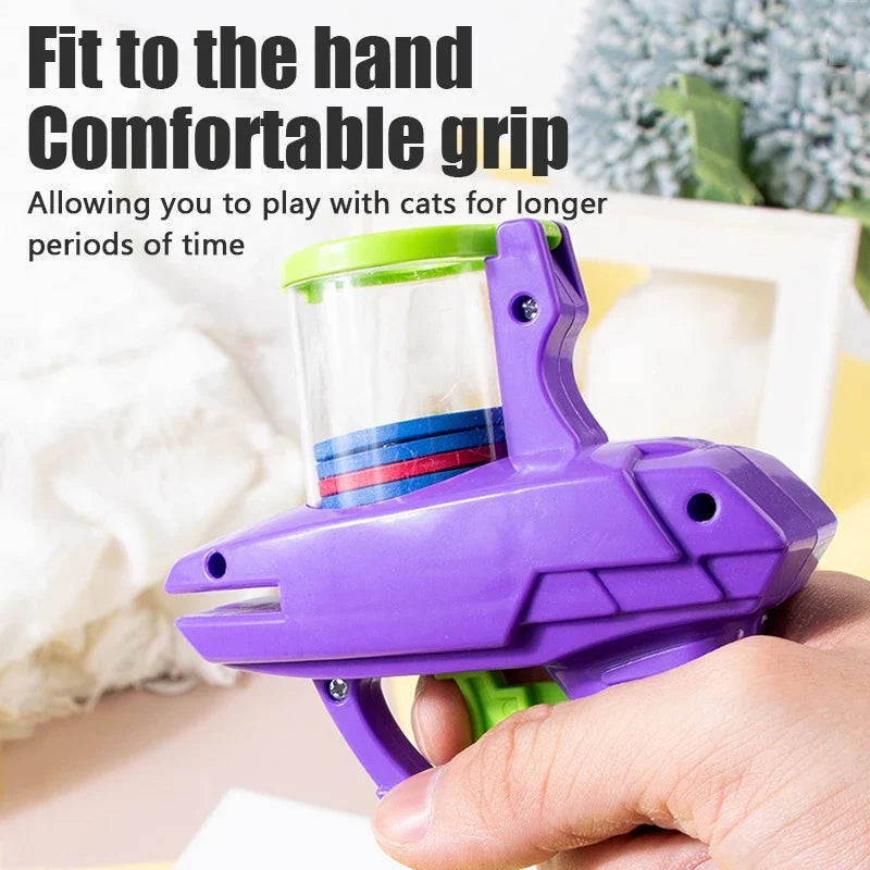 Flying Saucer Cat Toy Gun with 15 EVA Discs – Interactive Pet Toy