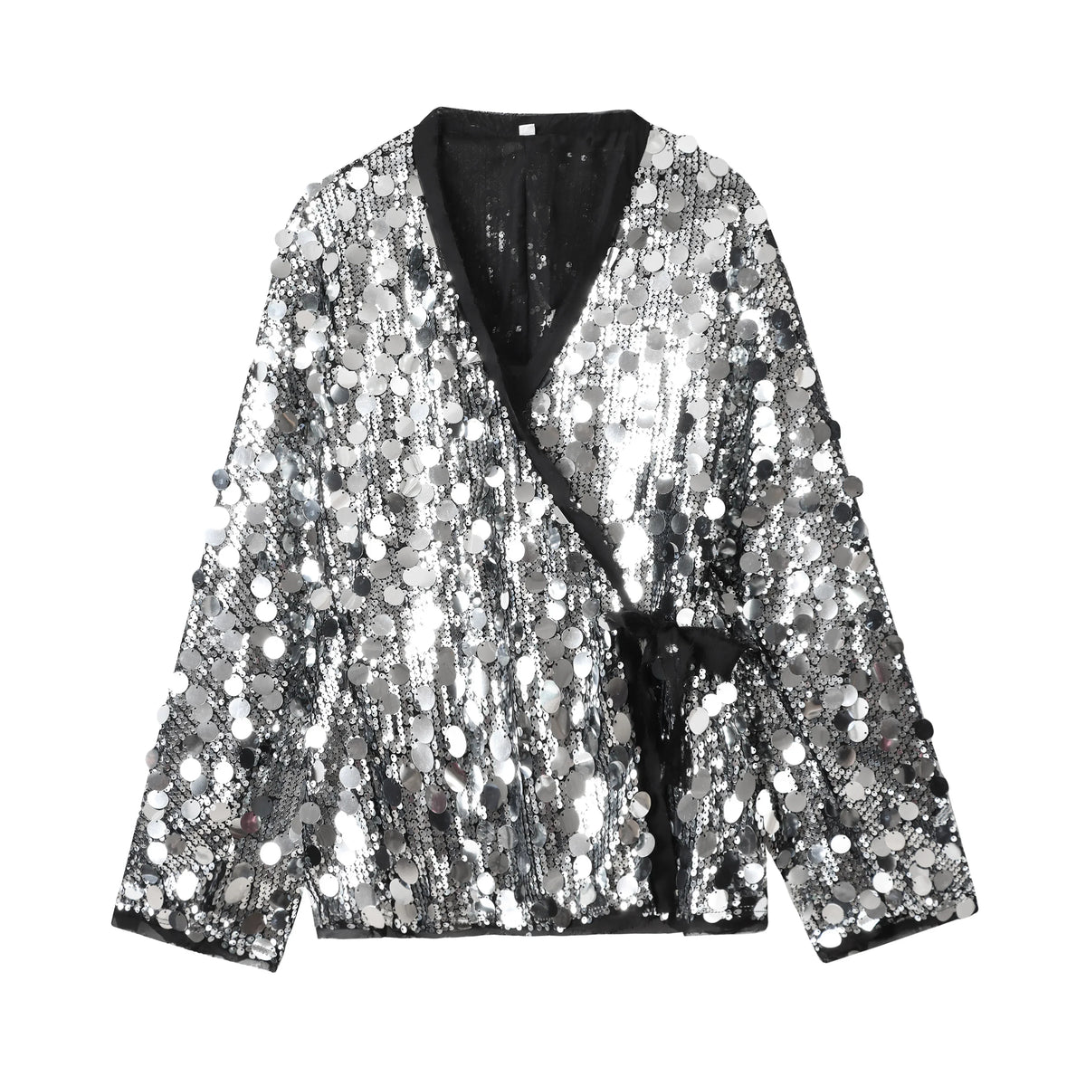 Women's Sequin Kimono Jacket – Long Sleeve Wrap Coat