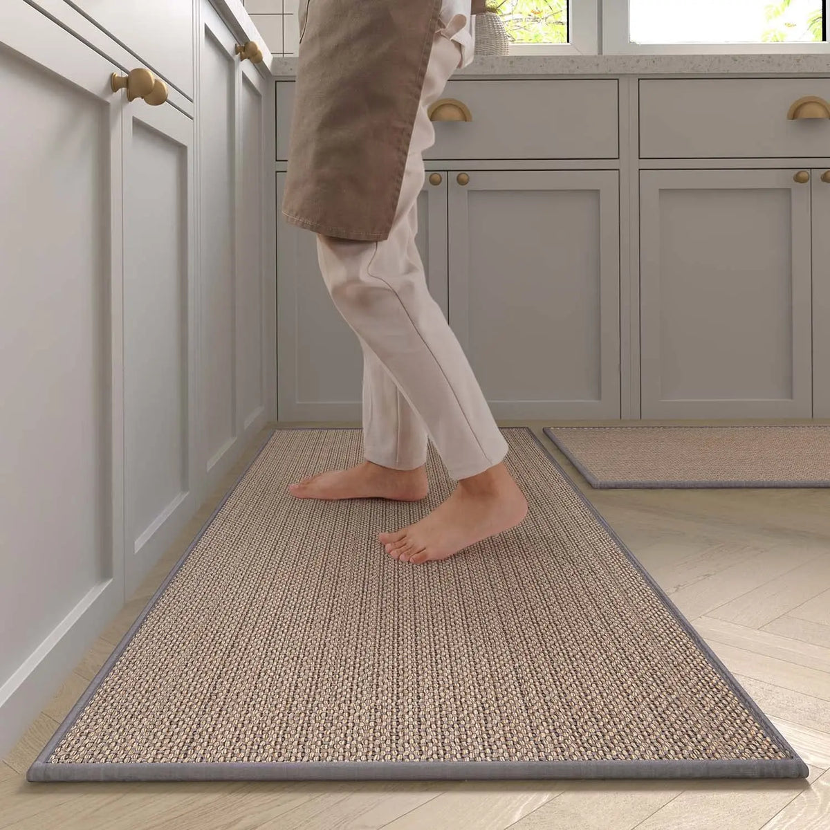 Kitchen Rug Runner – Washable Non-Slip Faux Sisal Mat
