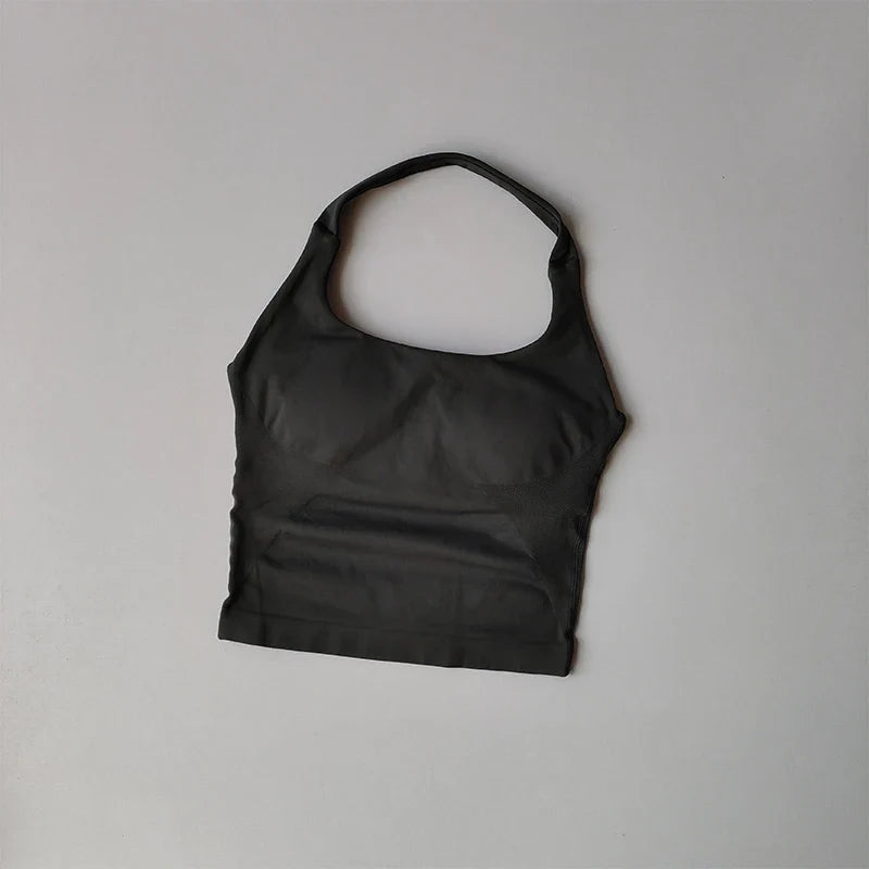 Halter Sports Bra for Women – Longline Shockproof Yoga Gym Top