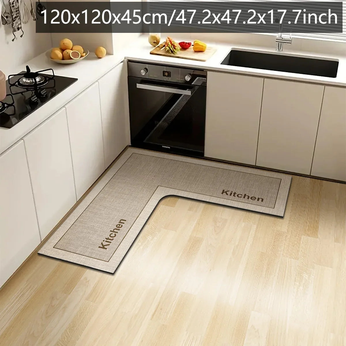 L-Shaped Kitchen Floor Mat – Non-Slip Absorbent Diatom Mud Rug