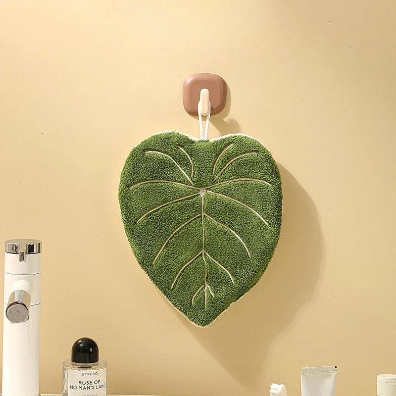 Plant Leaf Hand Towel – Absorbent Hanging Kitchen & Bathroom Towel