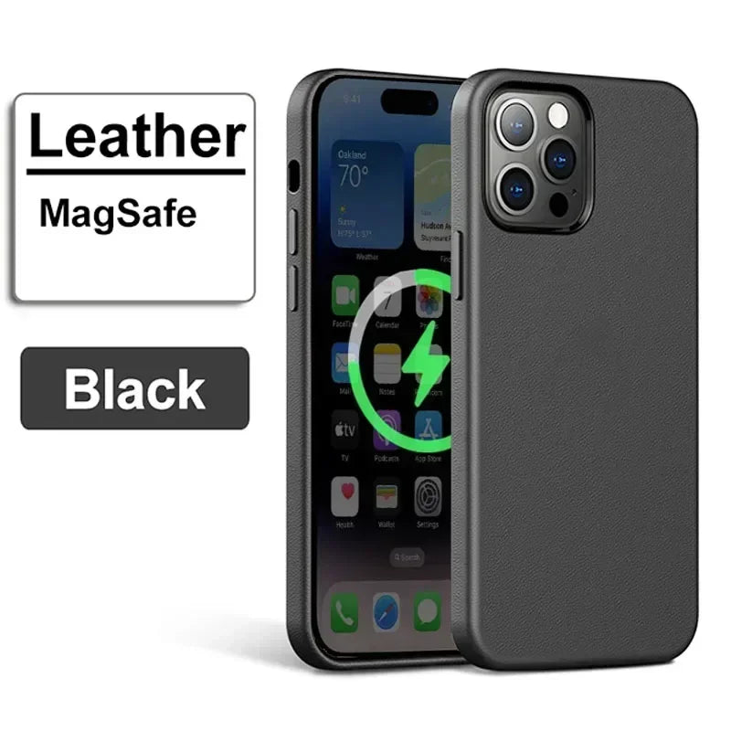 Magnetic Leather iPhone Case - MagSafe Compatible, iPhone 12-17 Series