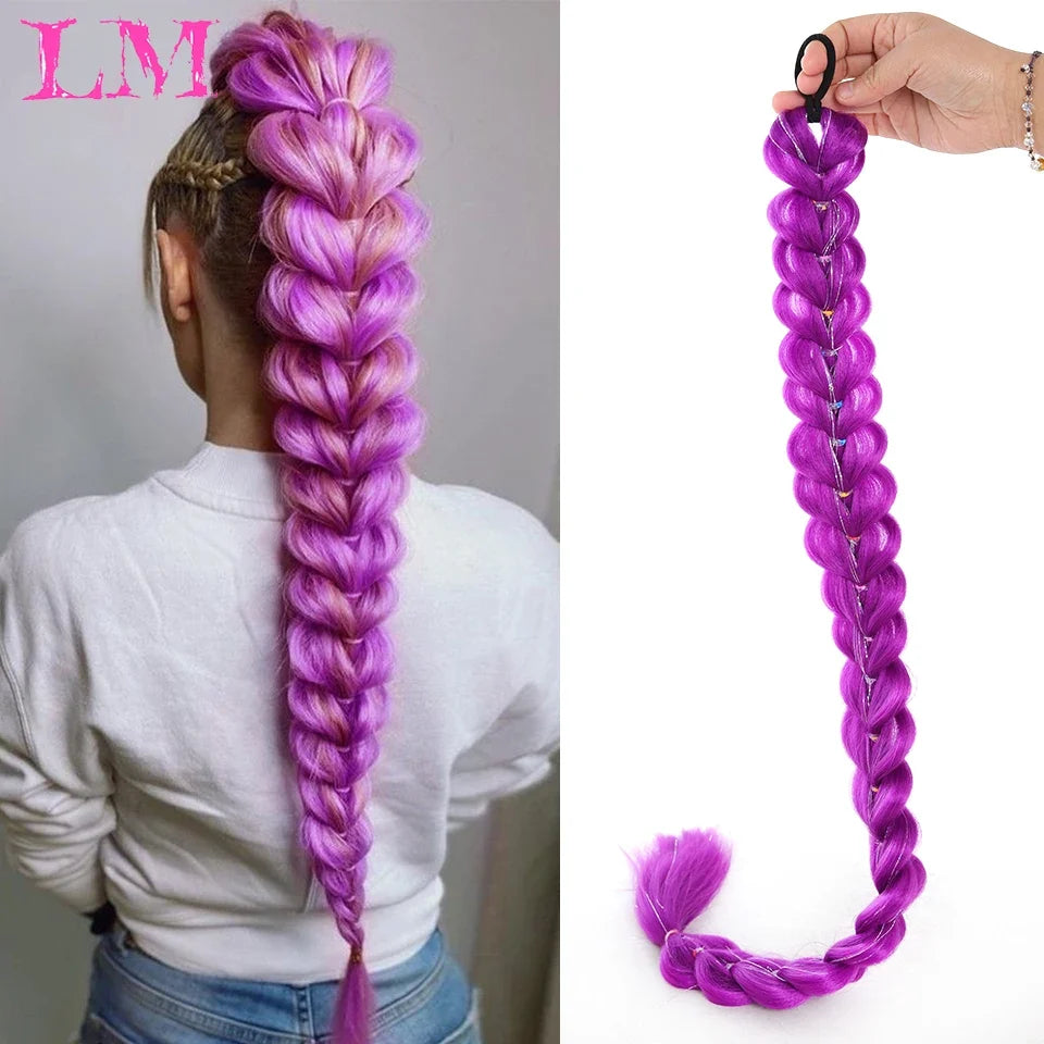 32 Inch Jumbo Braid Ponytail Hair Extension – Pre-Braided Synthetic