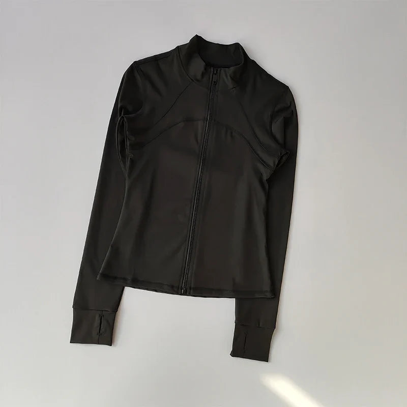 Full-Zip Athletic Jacket – Women's Slim Fit Stand Collar Sports Top