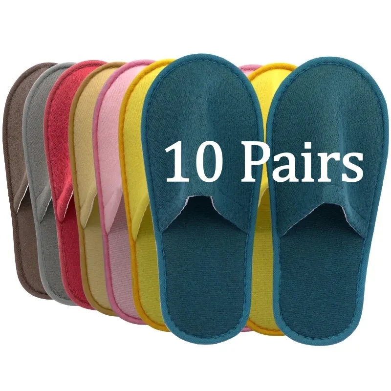 Disposable Slippers 5 & 10 Pairs – Soft Plush Hotel Slides