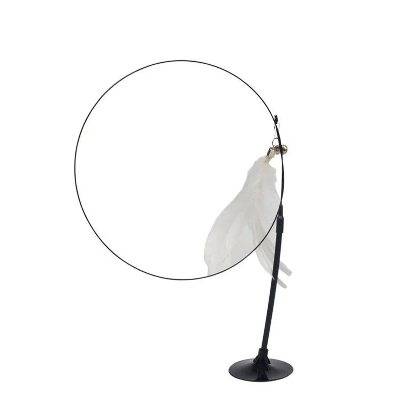 Cat Feather Wand Toy with Suction Cup Base