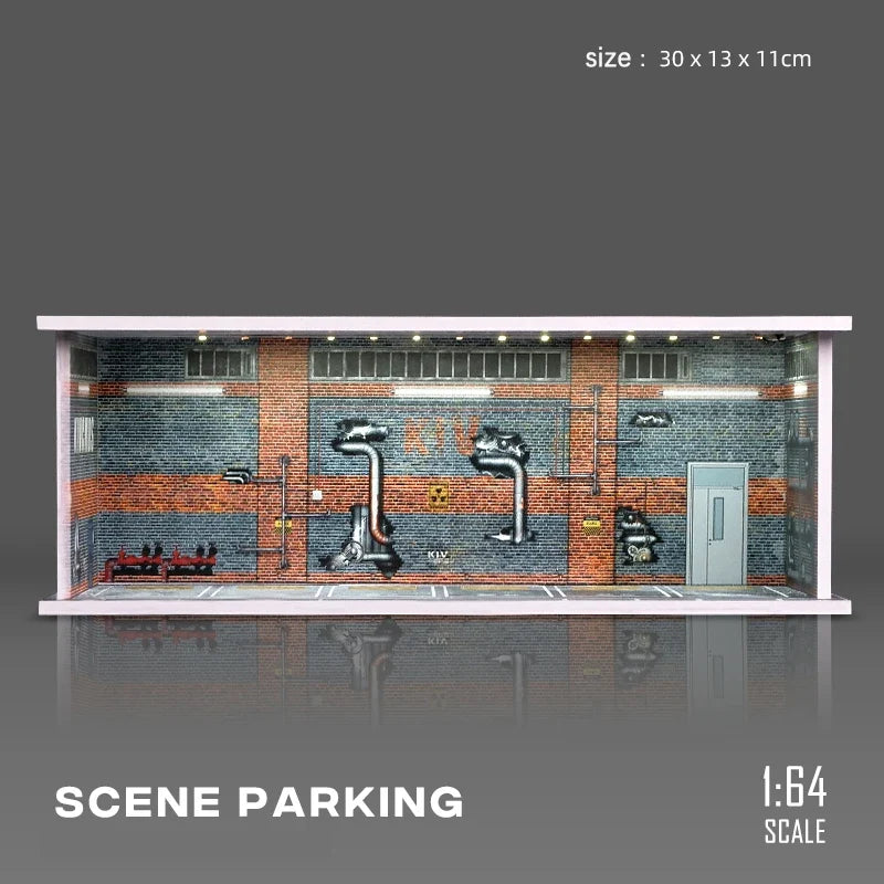 Garage Scene Diorama Model Kit – Collectible Decoration (No Dolls or Cars Included)