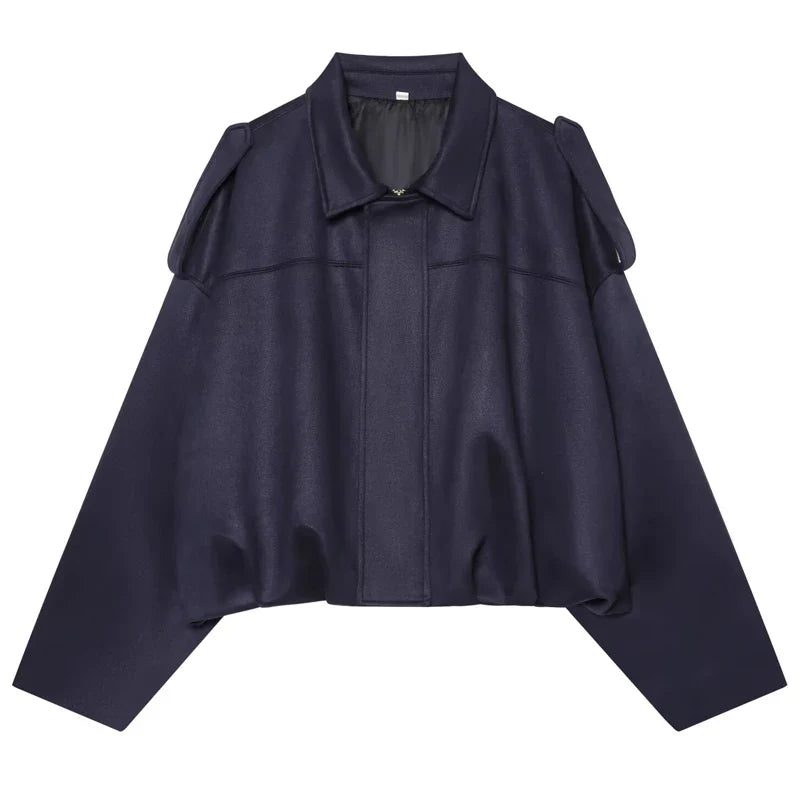 Women's Suede Cropped Bomber Jacket – Oversized Batwing Coat