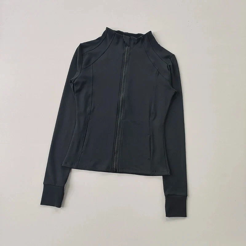 Women's Zip-Up Athletic Jacket – Long Sleeve Gym Cardigan
