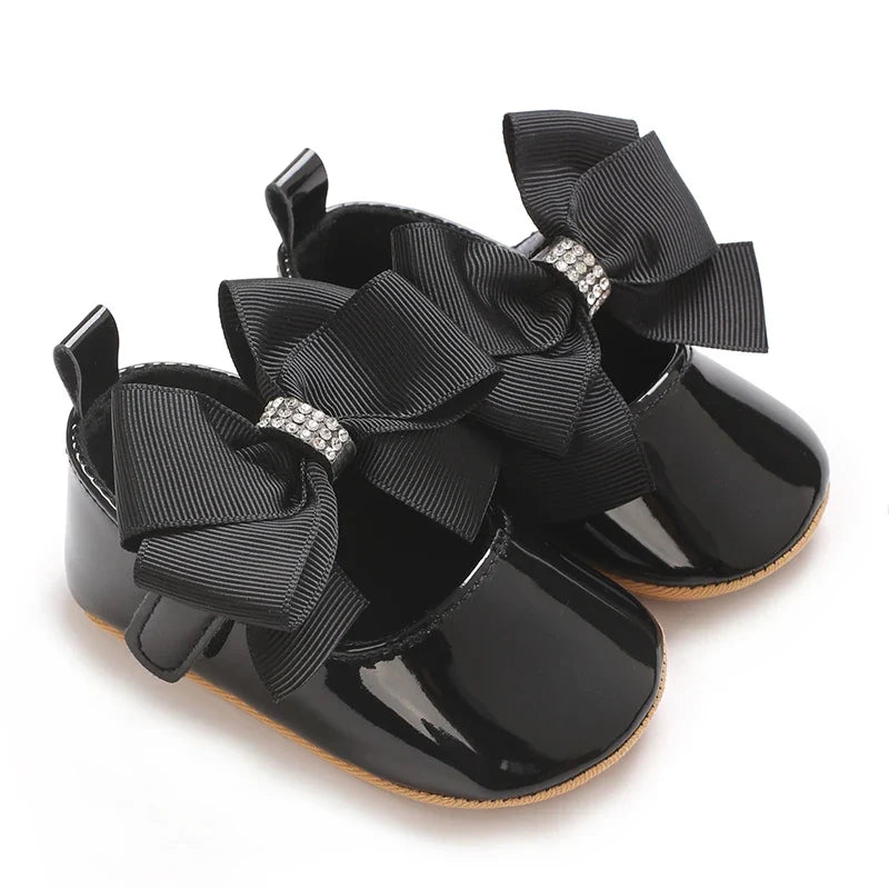 Baby Girl Bow Shoes – Soft Sole Princess Flats