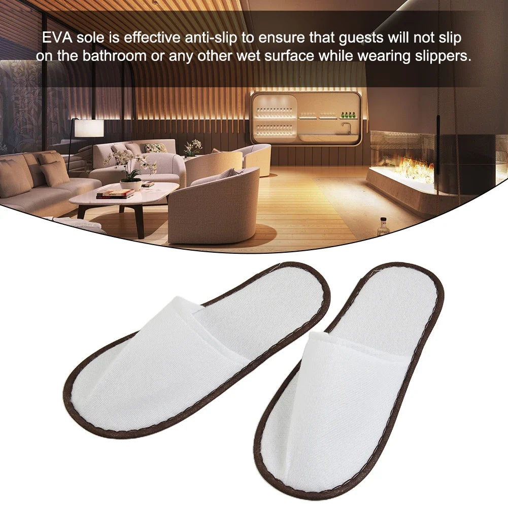 Disposable Hotel Slippers 10 Pairs – Velvet Guest House Shoes