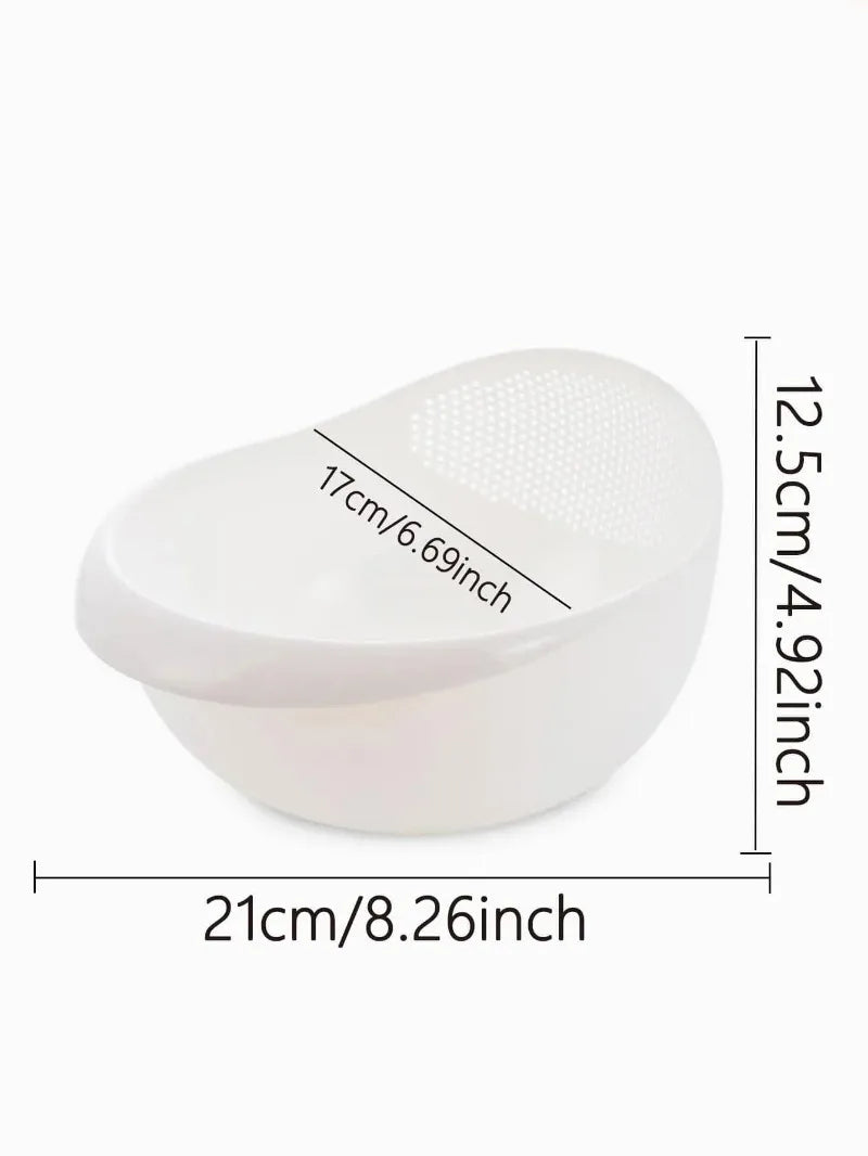 Rice Washing Bowl with Drain Colander – Silicone Strainer Basket for Kitchen