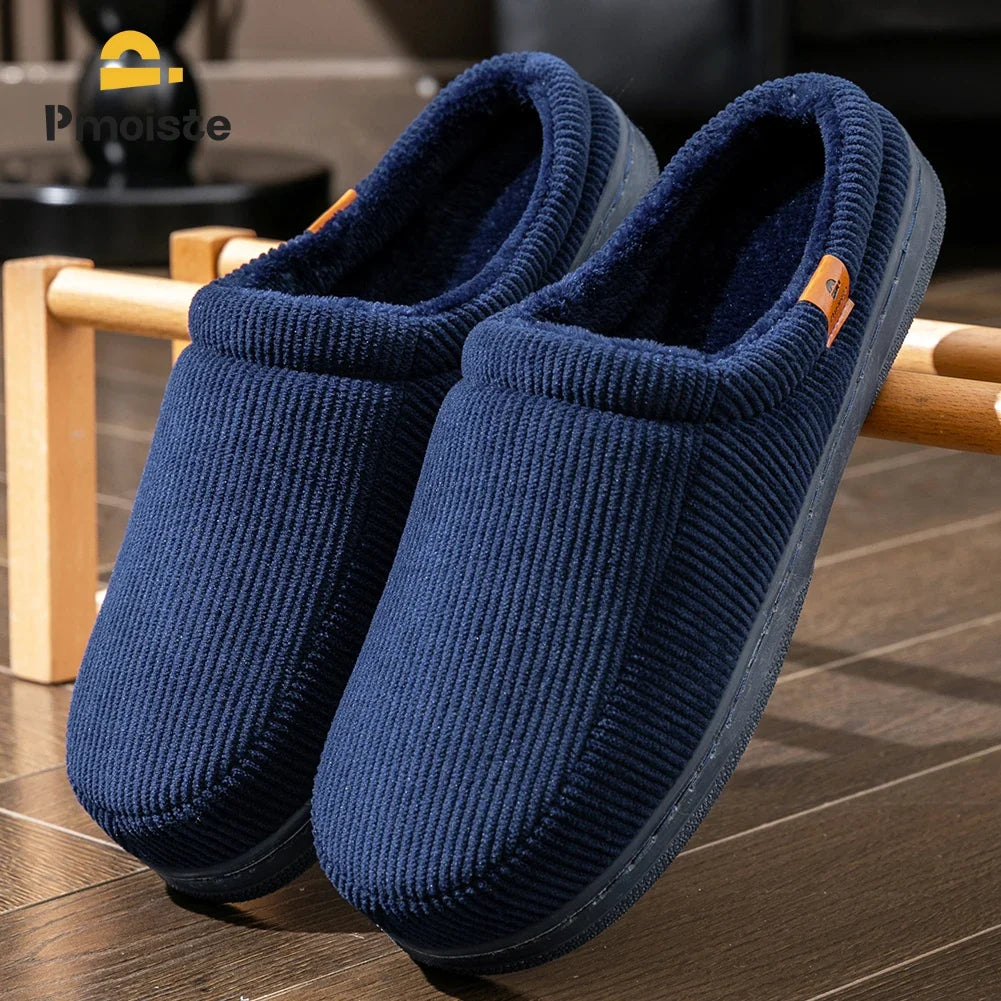 Men's Memory Foam Slippers – Corduroy Non-Slip Warm Indoor Shoes