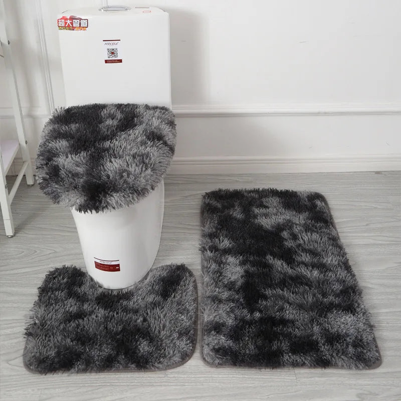 Bathroom Rug Set 3-Piece – Plush Non-Slip Bath Mat & Toilet Seat Cover