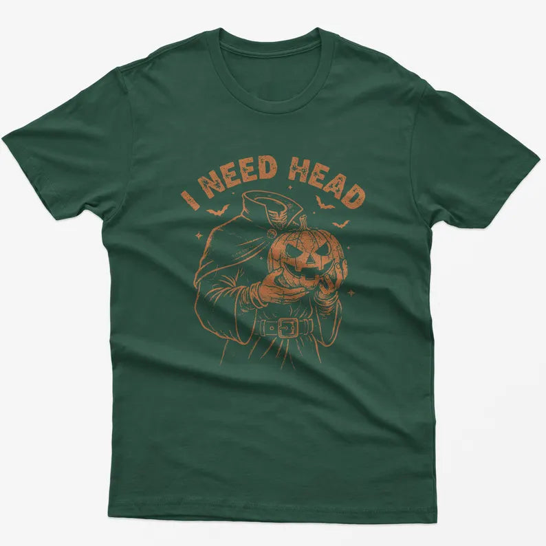 Funny Halloween T-Shirt: Headless Horseman Retro Pumpkin Graphic
