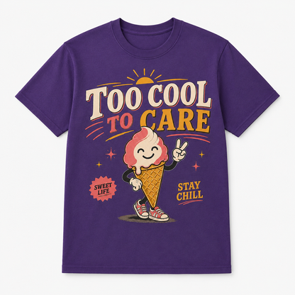 Too Cool To Care Graphic T-Shirt – Retro Ice Cream Tee