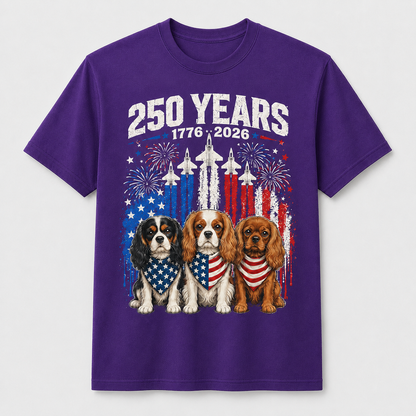 Cavalier King Charles Spaniel 250 Years America 4th of July T-Shirt