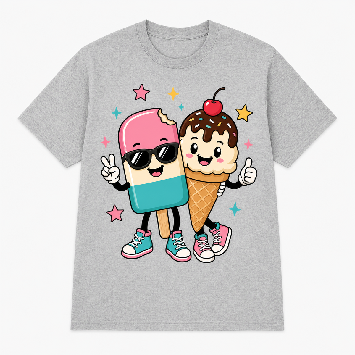 Ice Cream Graphic T-Shirt – Cute Cartoon Tee for Summer