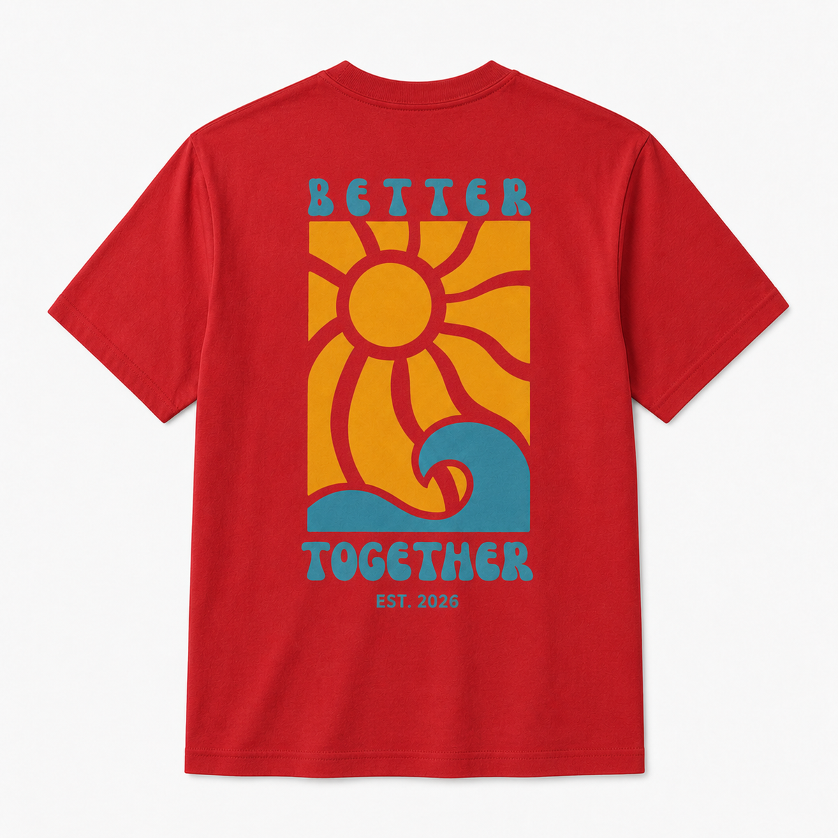 Better Together Graphic T-Shirt – Retro Sun & Wave Design