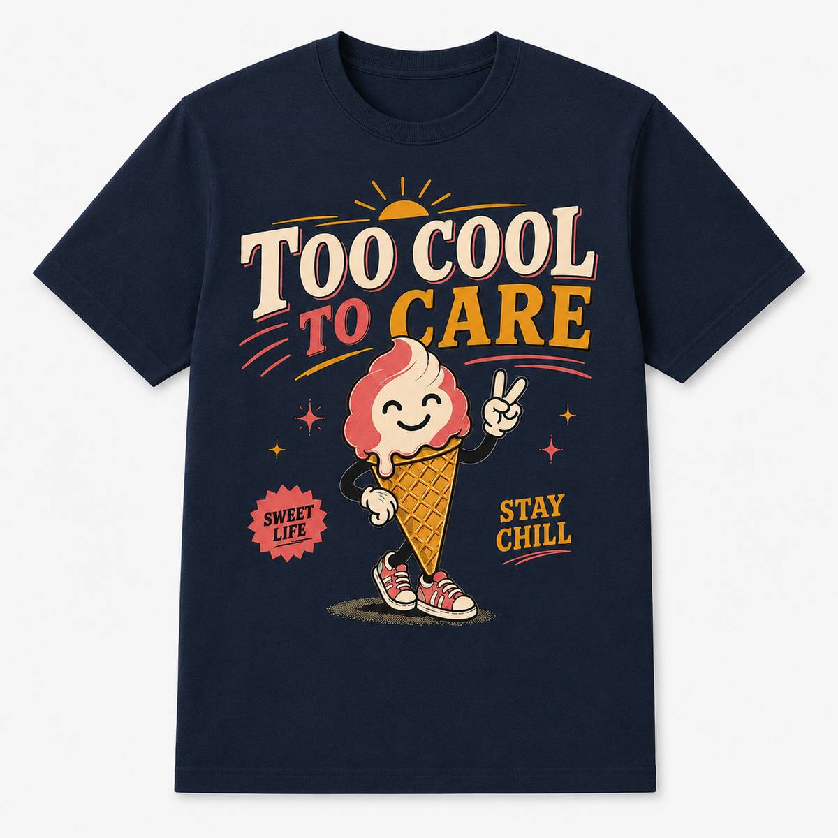 Too Cool To Care Graphic T-Shirt – Retro Ice Cream Tee
