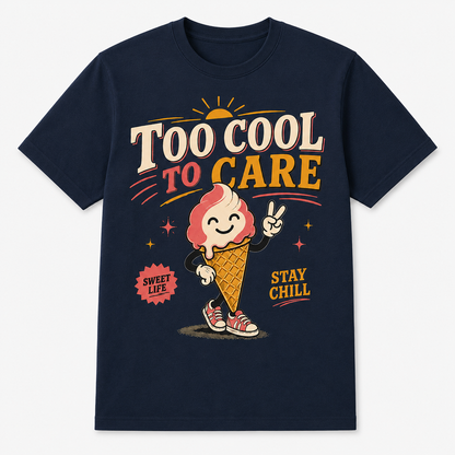 Too Cool To Care Graphic T-Shirt – Retro Ice Cream Tee
