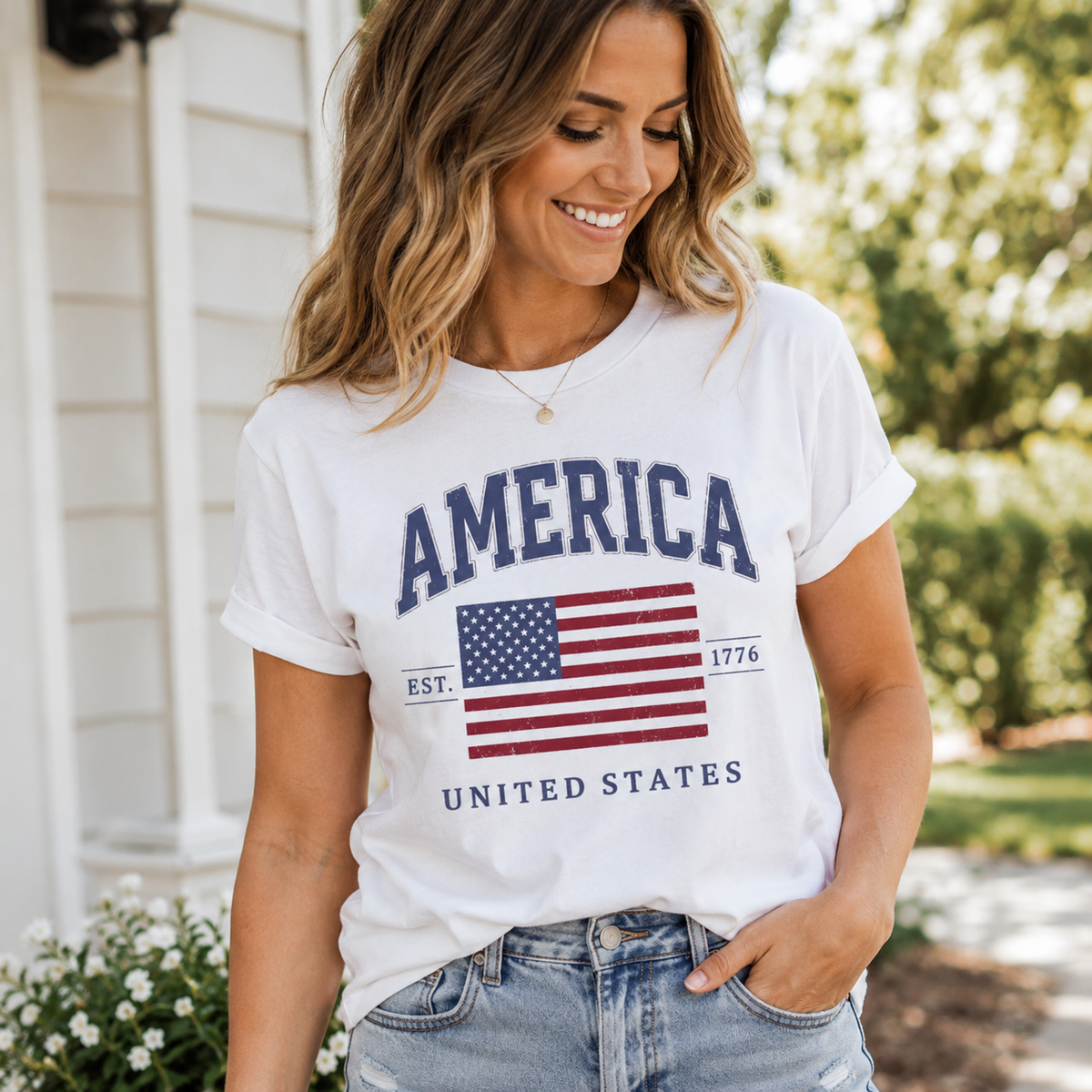 America Est. 1776 United States Flag Graphic T-Shirt