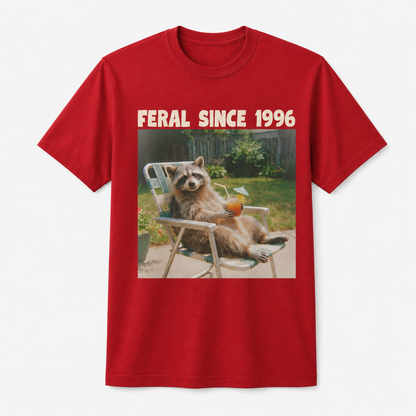 Feral Since 1996 Funny 30th Birthday Raccoon T-Shirt
