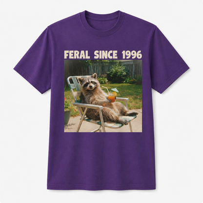 Feral Since 1996 Funny 30th Birthday Raccoon T-Shirt