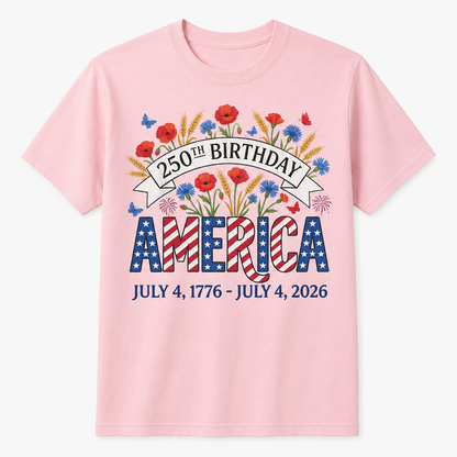 250th Birthday America Floral 4th of July Shirt