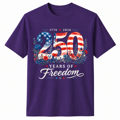 250 Years of Freedom Patriotic Floral Women's 4th of July T-Shirt