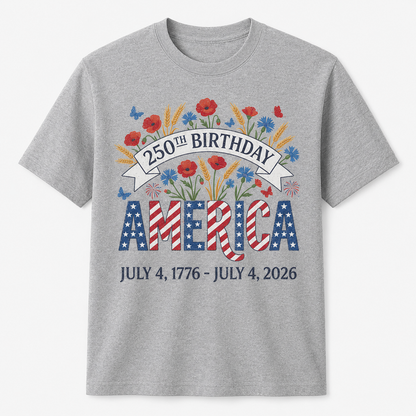 250th Birthday America Floral 4th of July Shirt