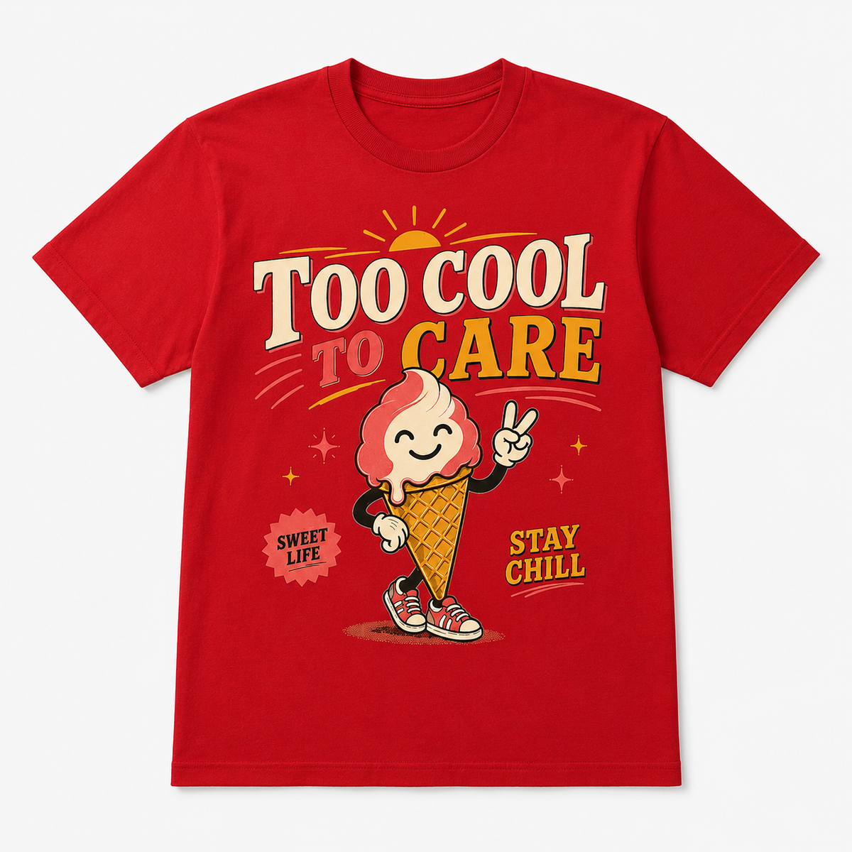 Too Cool To Care Graphic T-Shirt – Retro Ice Cream Tee