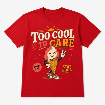 Too Cool To Care Graphic T-Shirt – Retro Ice Cream Tee