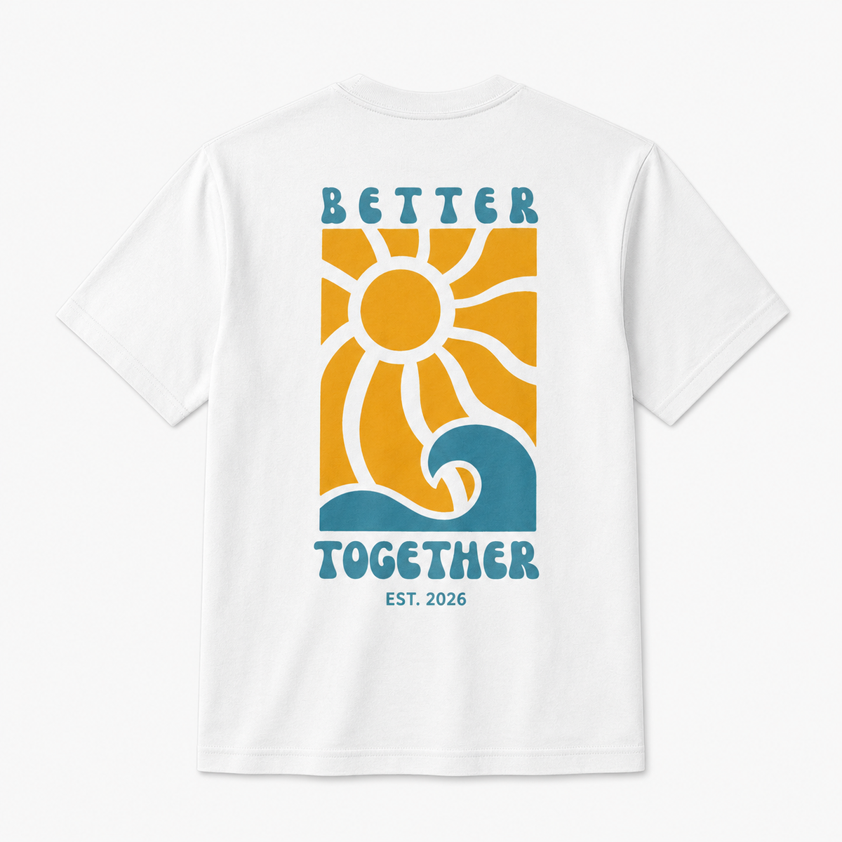 Better Together Graphic T-Shirt – Retro Sun & Wave Design
