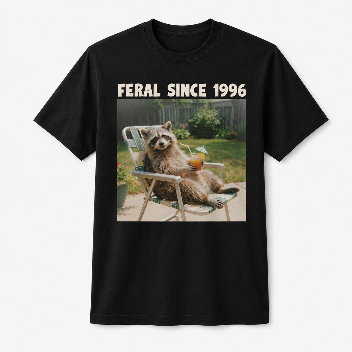 Feral Since 1996 Funny 30th Birthday Raccoon T-Shirt