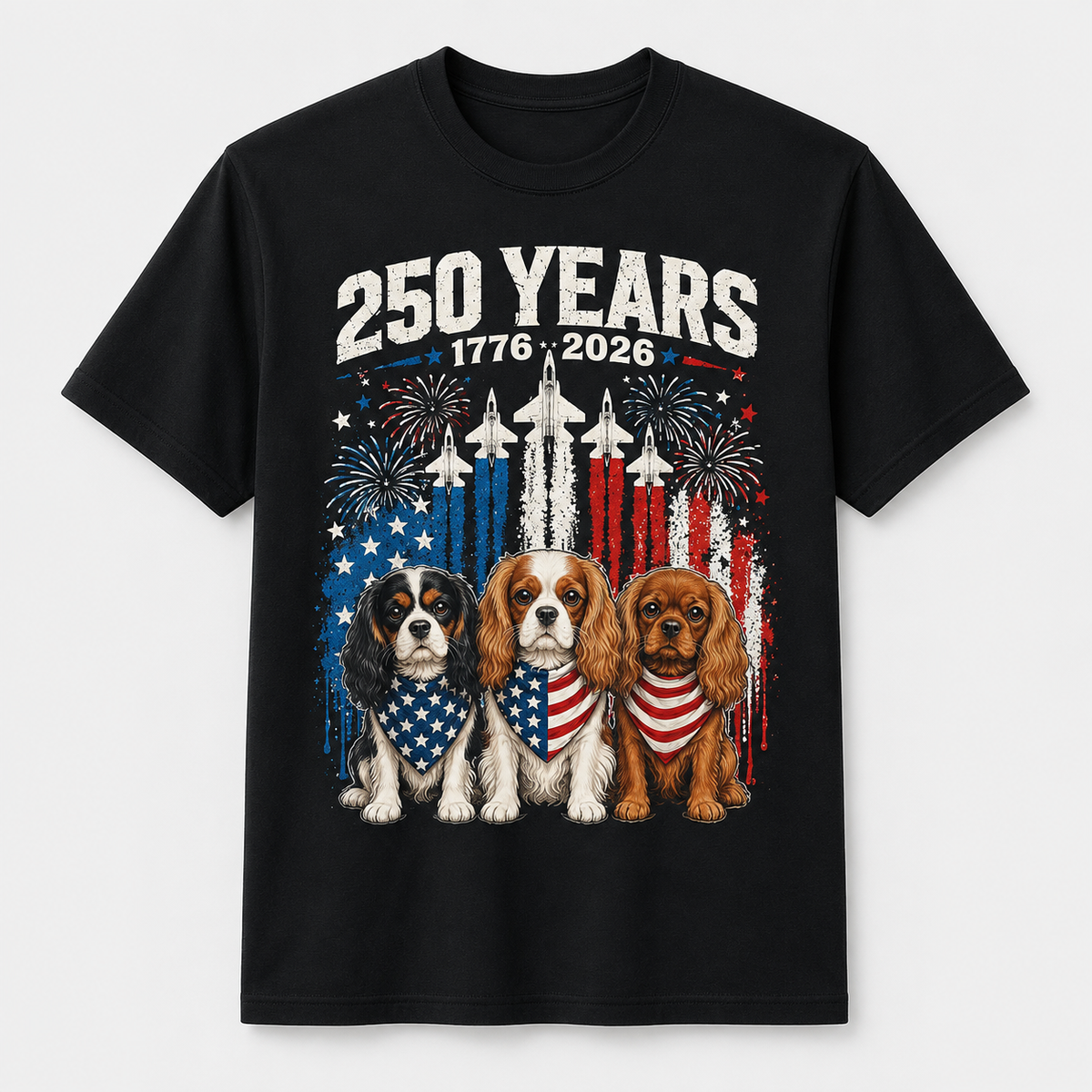 Cavalier King Charles Spaniel 250 Years America 4th of July T-Shirt