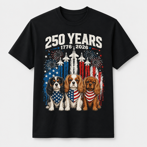 Cavalier King Charles Spaniel 250 Years America 4th of July T-Shirt