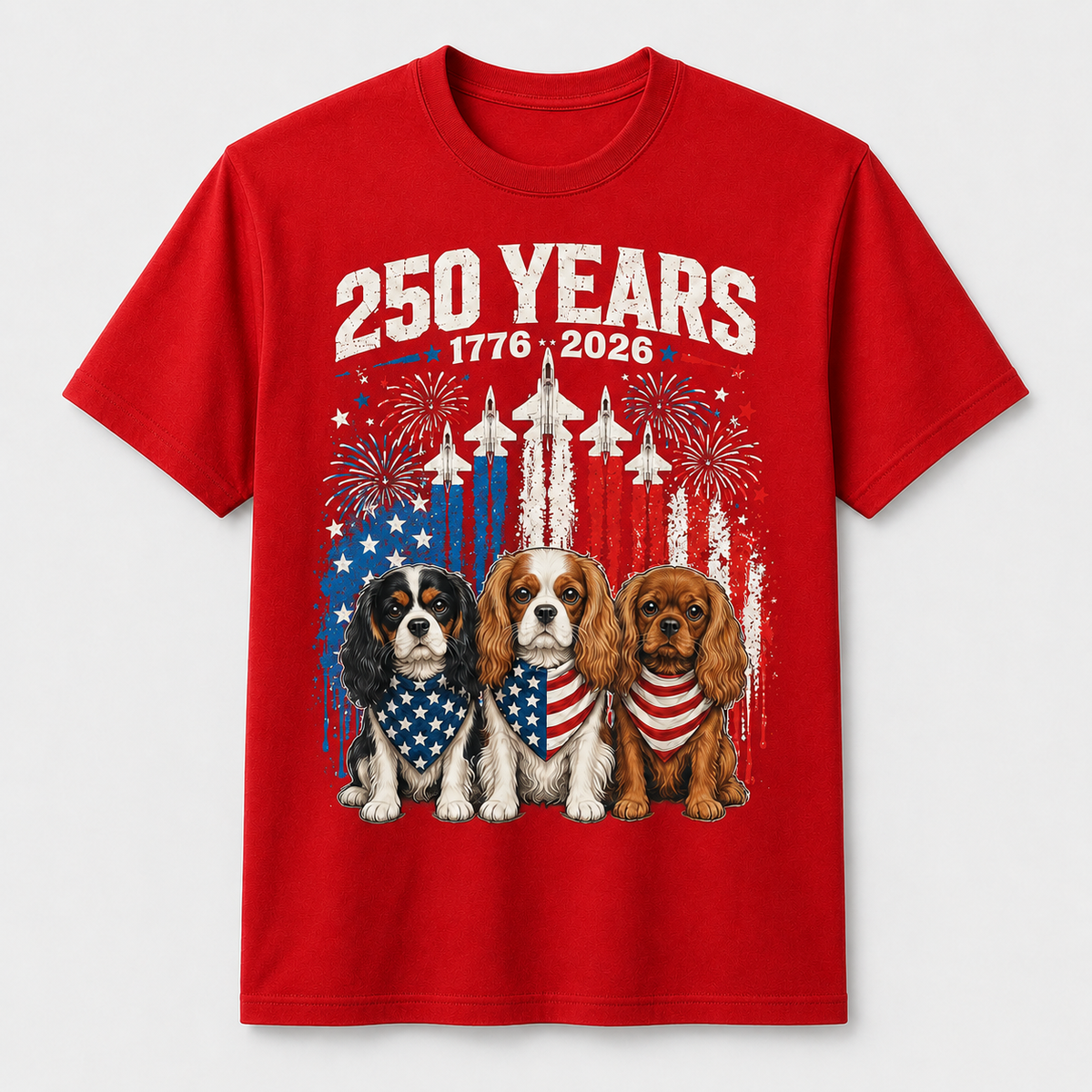 Cavalier King Charles Spaniel 250 Years America 4th of July T-Shirt