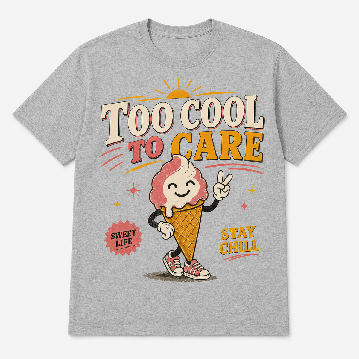 Too Cool To Care Graphic T-Shirt – Retro Ice Cream Tee