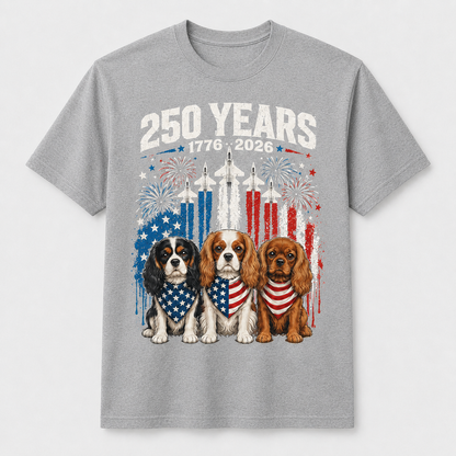 Cavalier King Charles Spaniel 250 Years America 4th of July T-Shirt