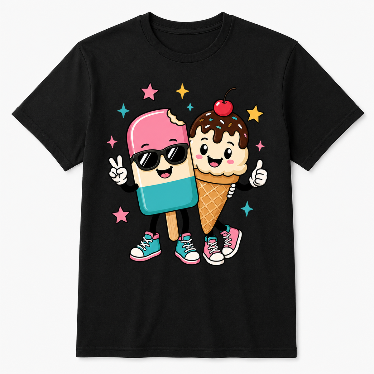 Ice Cream Graphic T-Shirt – Cute Cartoon Tee for Summer
