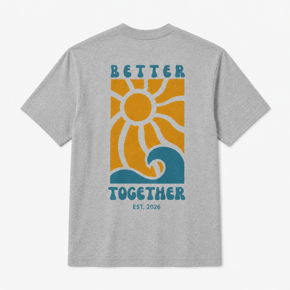 Better Together Graphic T-Shirt – Retro Sun & Wave Design
