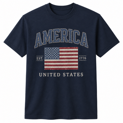 America Est. 1776 United States Flag Graphic T-Shirt