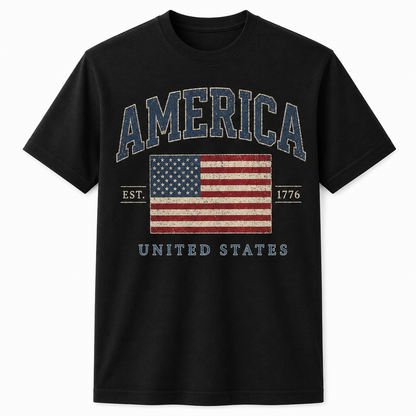 America Est. 1776 United States Flag Graphic T-Shirt