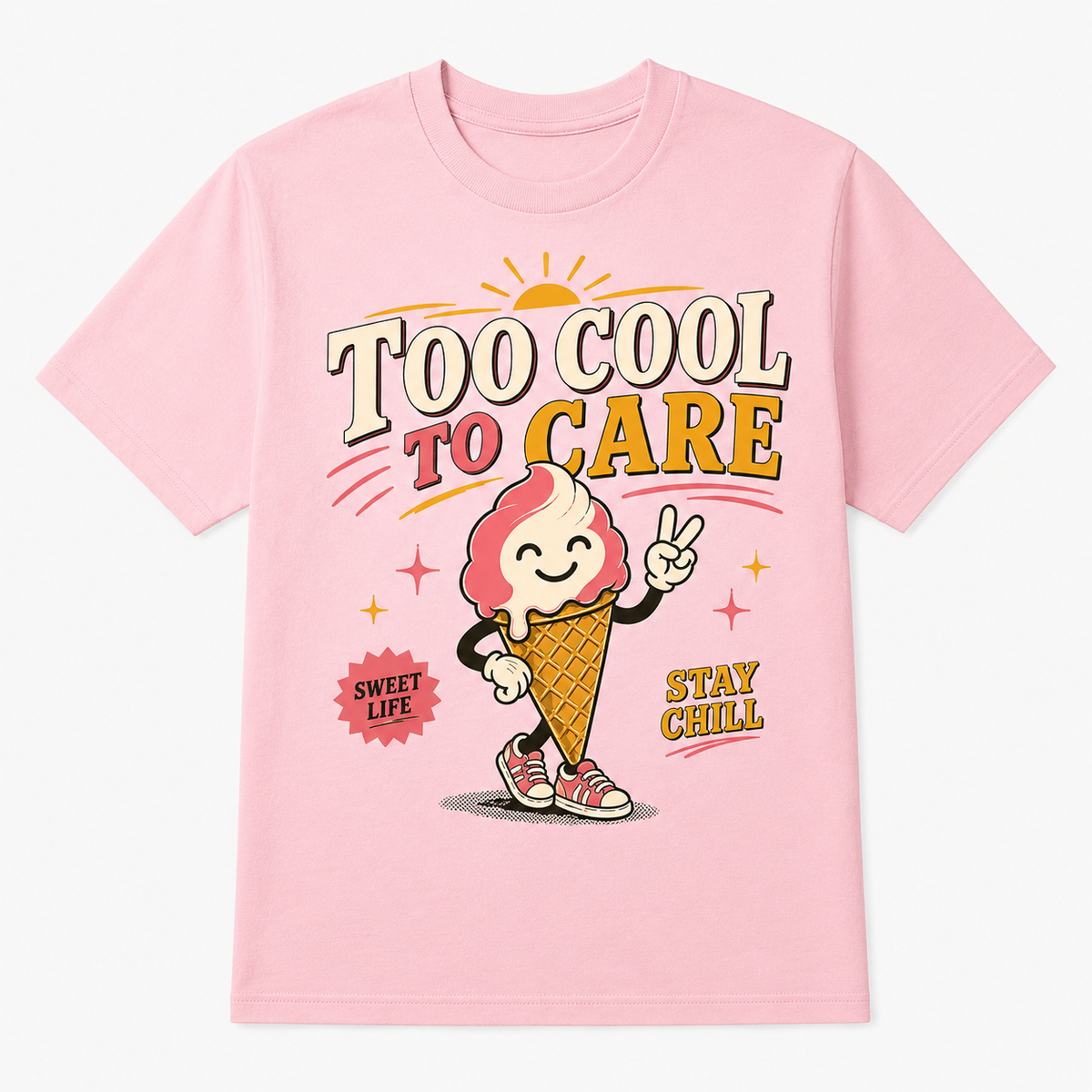 Too Cool To Care Graphic T-Shirt – Retro Ice Cream Tee