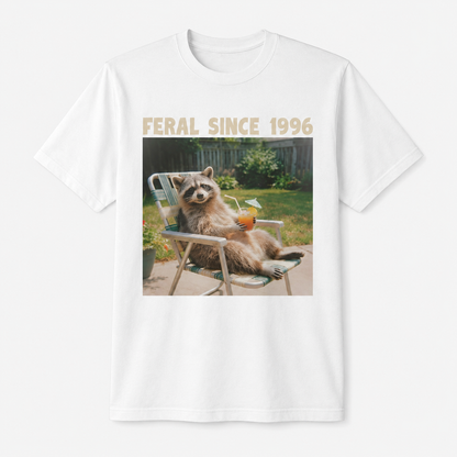 Feral Since 1996 Funny 30th Birthday Raccoon T-Shirt
